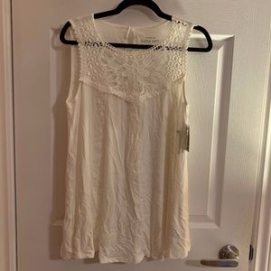 Torrid Super Soft Lace Front Tank in Cream Size 0